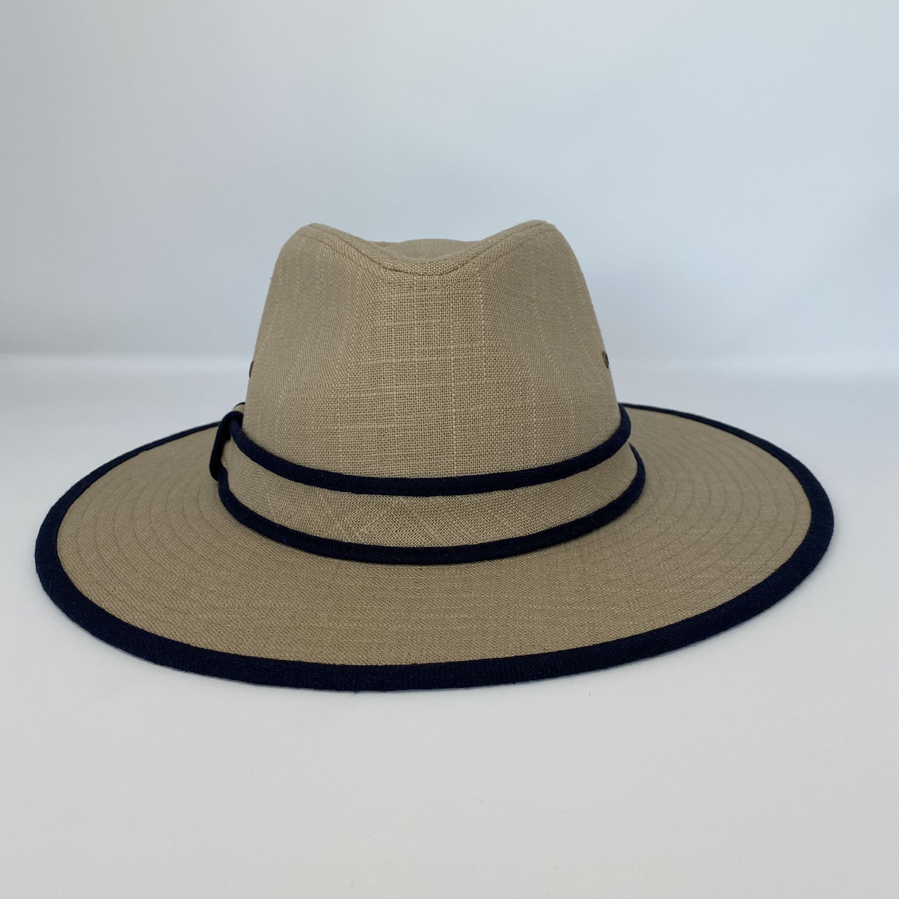 Harrow Mens Tan Linen Natural Summer Fedora Hat - Rose and Bows