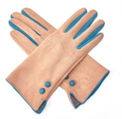 camel teal button glove