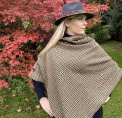 forest-dogtooth-tweed-poncho-cape-rose-and-bows