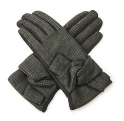 forest green checked gloves