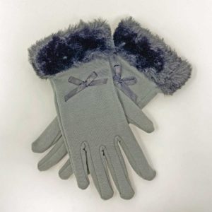 grey fluffy gloves