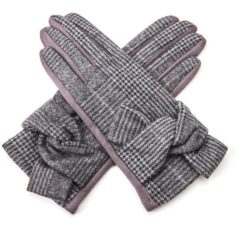 grey checked gloves