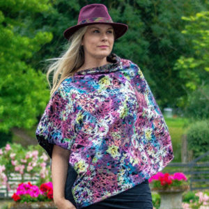floral felted wool poncho cape rose and bows