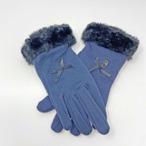navy fluffy gloves