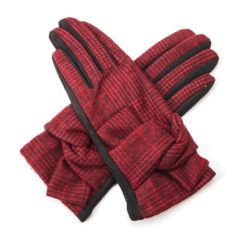 red checked gloves